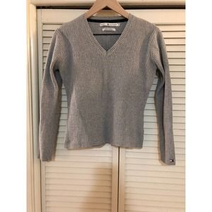 Vintage Tommy Hilfiger Jeans Women’s Gray Top Sweater Sz Medium Long Sleeve